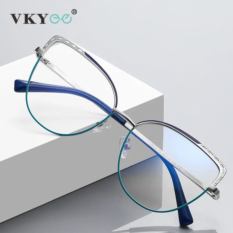 Vicky Womens Full Rim Large Cat Eye Round Alloy Reading Glasses Pfd3112 Reading Glasses Vicky   