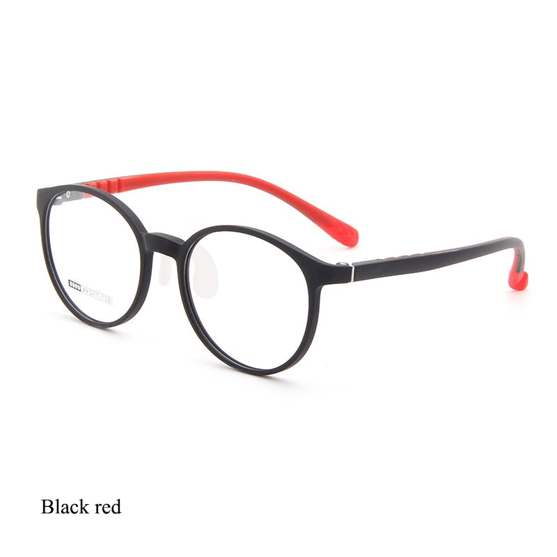 Bclear Unisex Children Full Rim Round TR 90 Titanium Eyeglasses Kd8809 Full Rim Bclear Black red  