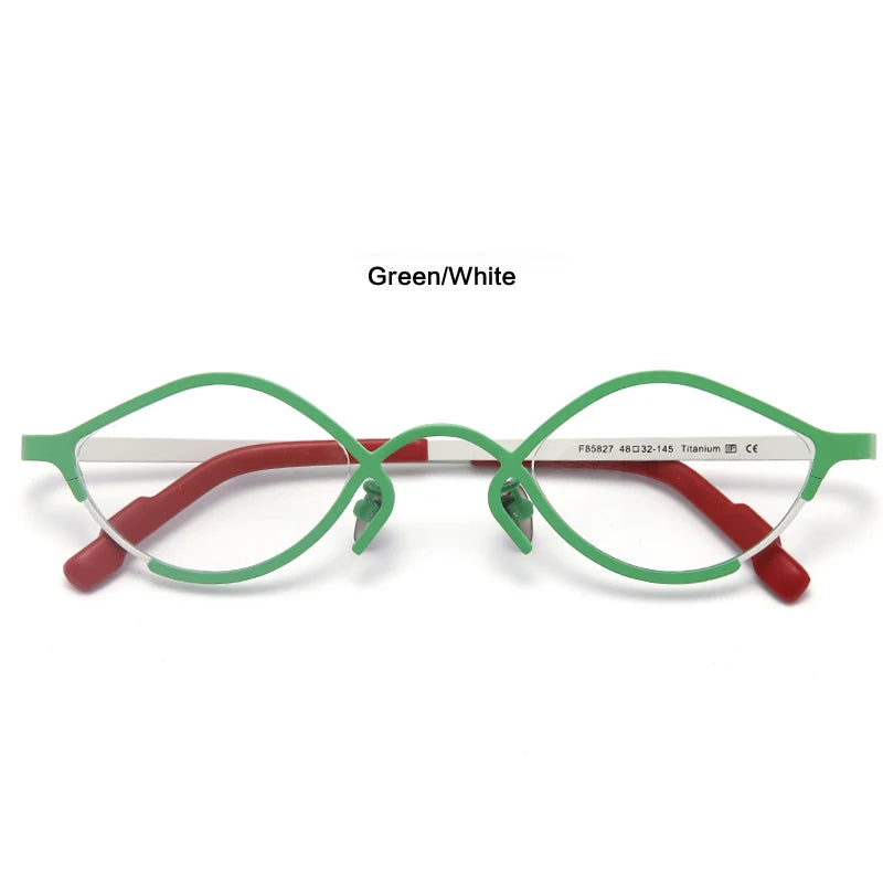 Muzz Unisex Full Rim Small Oval Cat Eye Titanium Eyeglasses 464832 Full Rim Muzz Green  