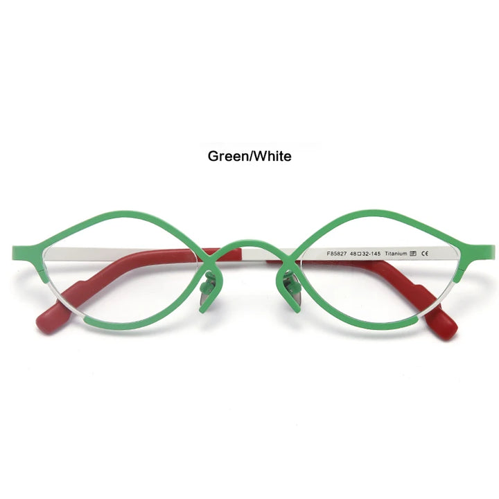 Muzz Unisex Full Rim Small Oval Cat Eye Titanium Eyeglasses 464832 Full Rim Muzz Green  