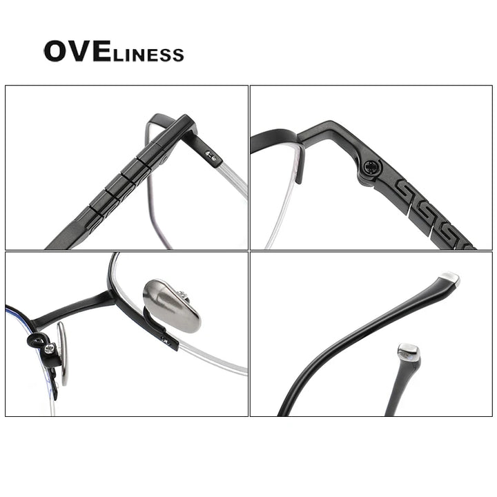 Oveliness Men's Semi Rim Square Titanium Eyeglasses 80905 Semi Rim Oveliness   