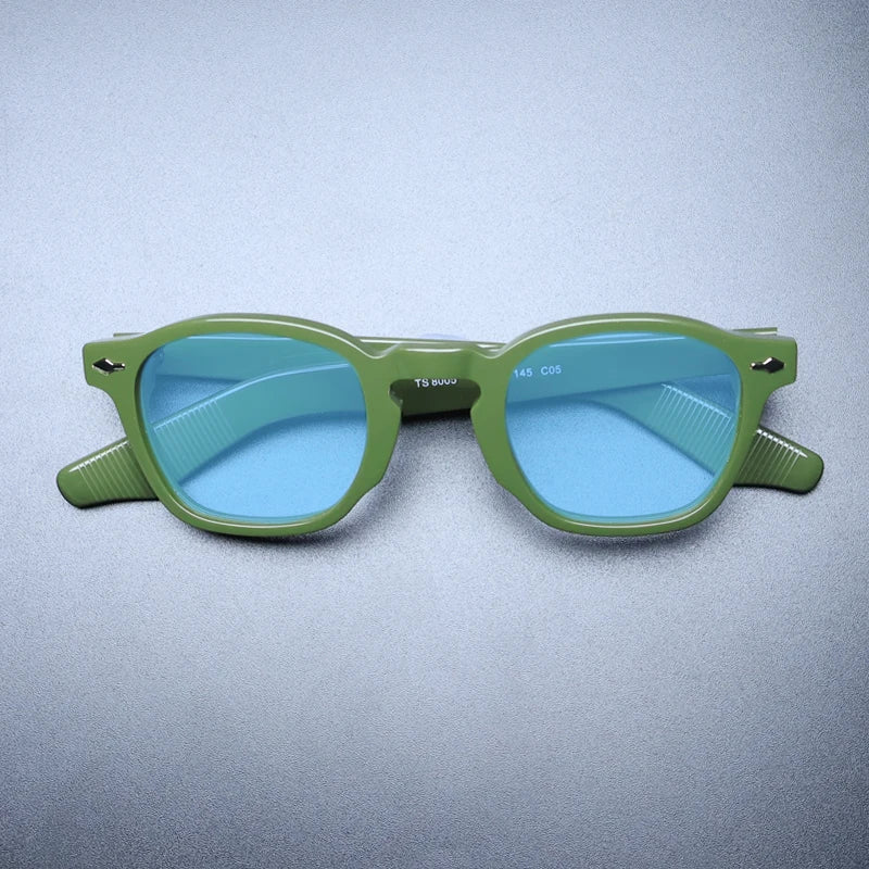 Gatenac Unisex Full Rim Square Acetate Polarized Sunglasses M009 Sunglasses Gatenac Green Blue  