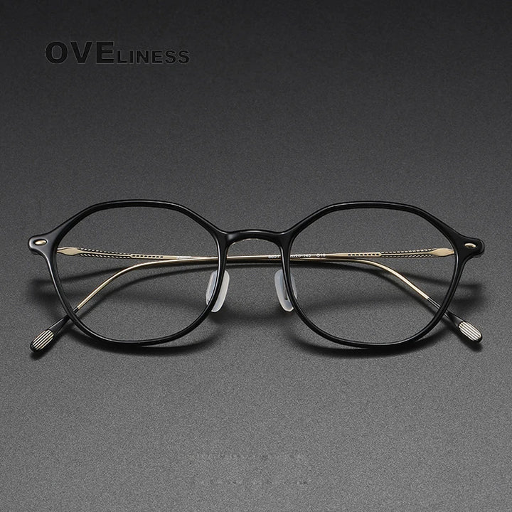 Oveliness Unisex Full Rim Oval Acetate Titanium Eyeglasses 8651 Full Rim Oveliness   