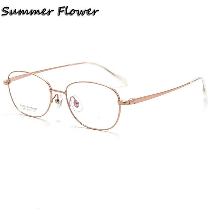 Summer Flower Women's Full Rim Oval Square Titanium Eyeglasses 852807 Full Rim Summer Flower Rose Gold