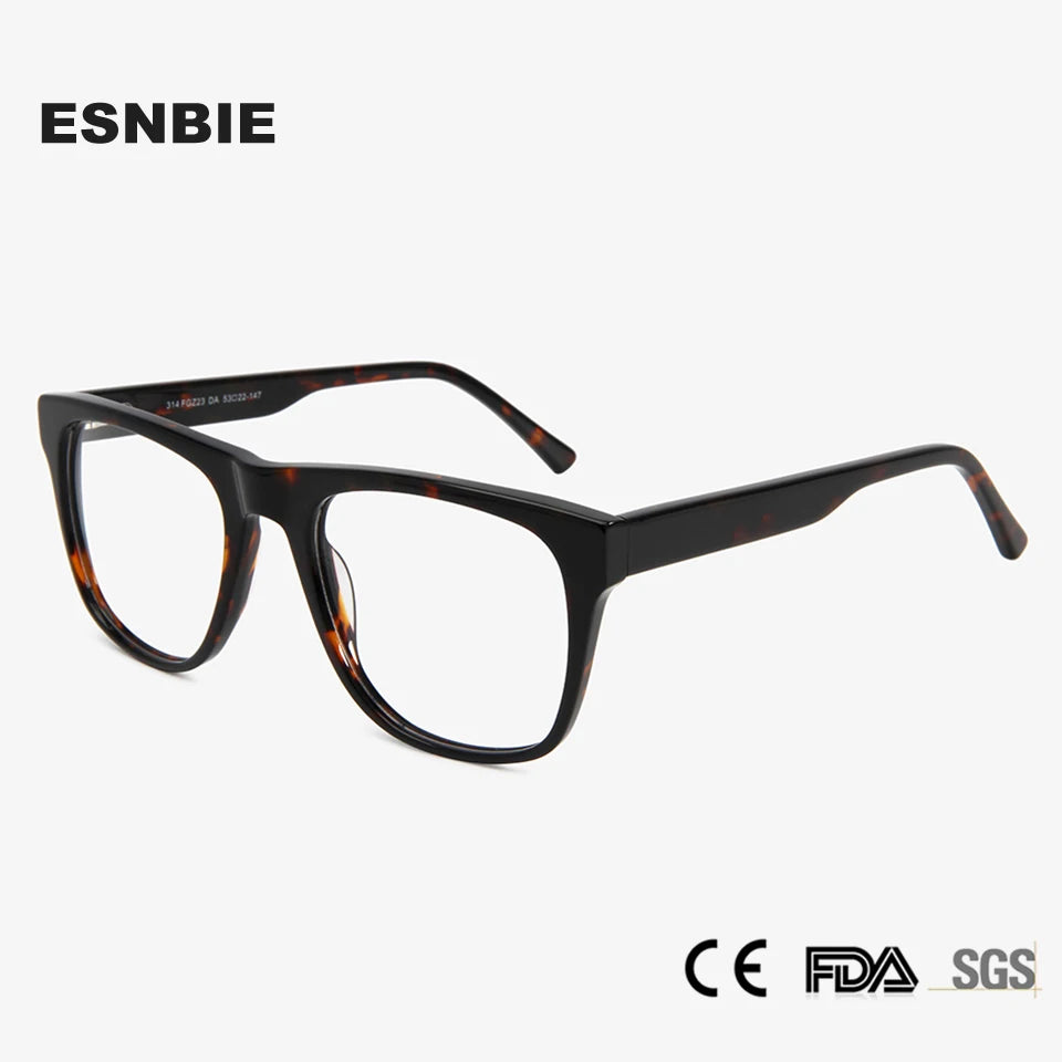 Esnbie Unisex Full Rim Square Brow Line Acetate Eyeglasses 31423 Full Rim Esnbie   