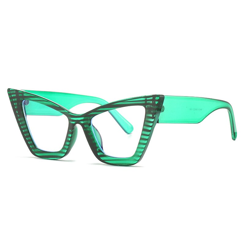 CCspace Women's Full Rim Oversized Square Cat Eye PC Eyeglasses 56294 Full Rim CCspace C3Green  