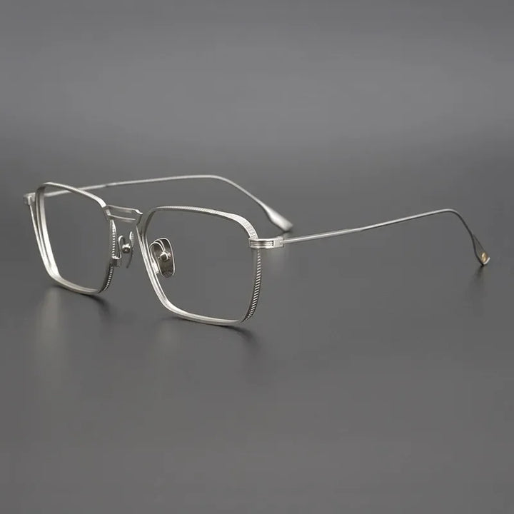 Aror Men's Full Rim Square Double Bridge Titanium Eyeglasses 49125 Full Rim Aror Silver