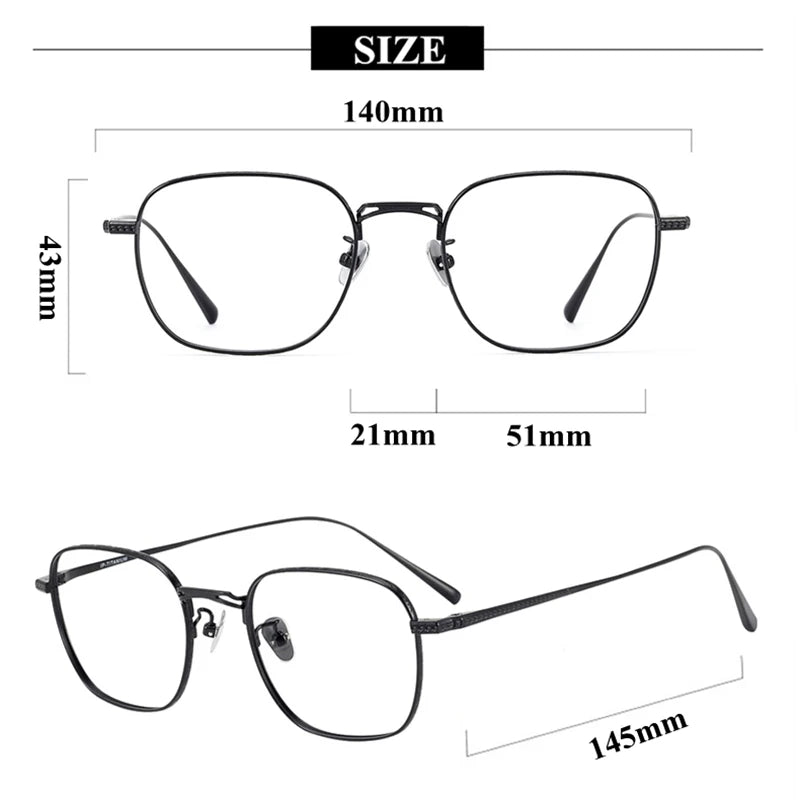 Black Mask Unisex Full Rim Square Titanium Eyeglasses 1074 Full Rim Black Mask   