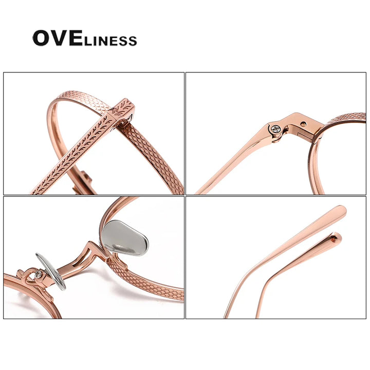 Oveliness Unisex Full Rim Round Oval Titanium Eyeglasses 19026 Full Rim Oveliness   