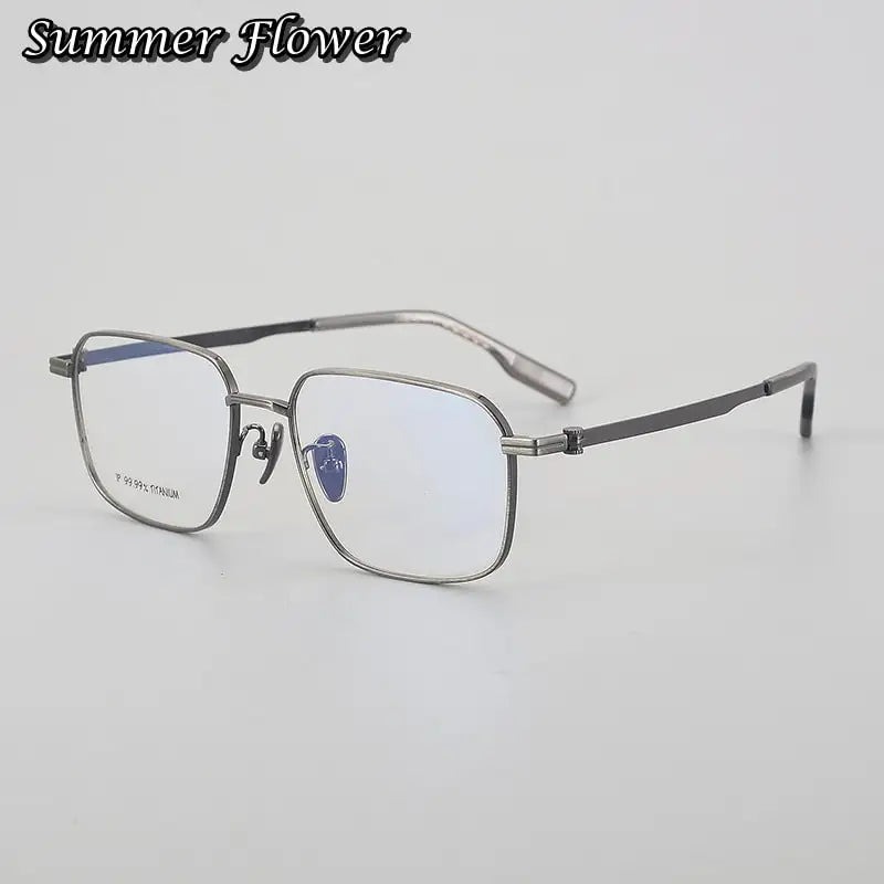 Summer Flower Men's Full Rim Polygon Square Titanium Eyeglasses 60204