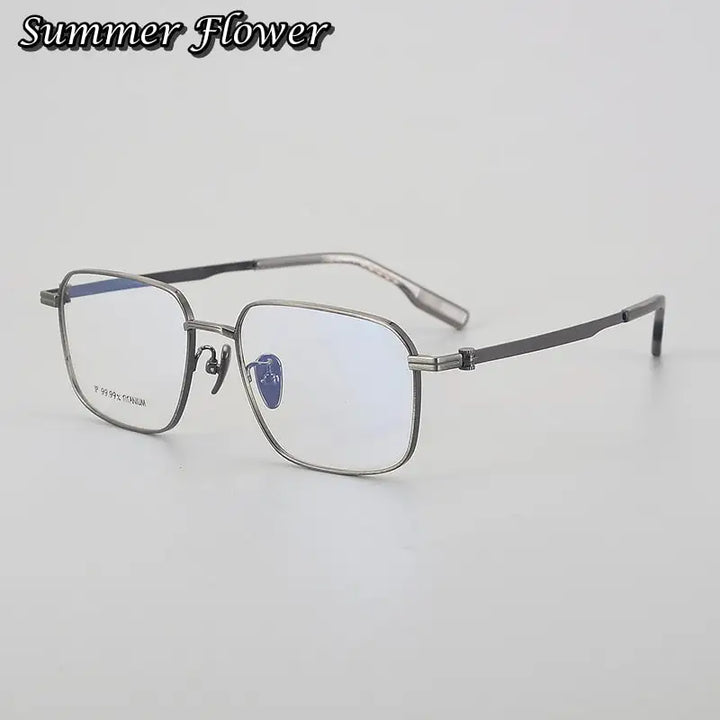 Summer Flower Men's Full Rim Polygon Square Titanium Eyeglasses 60204