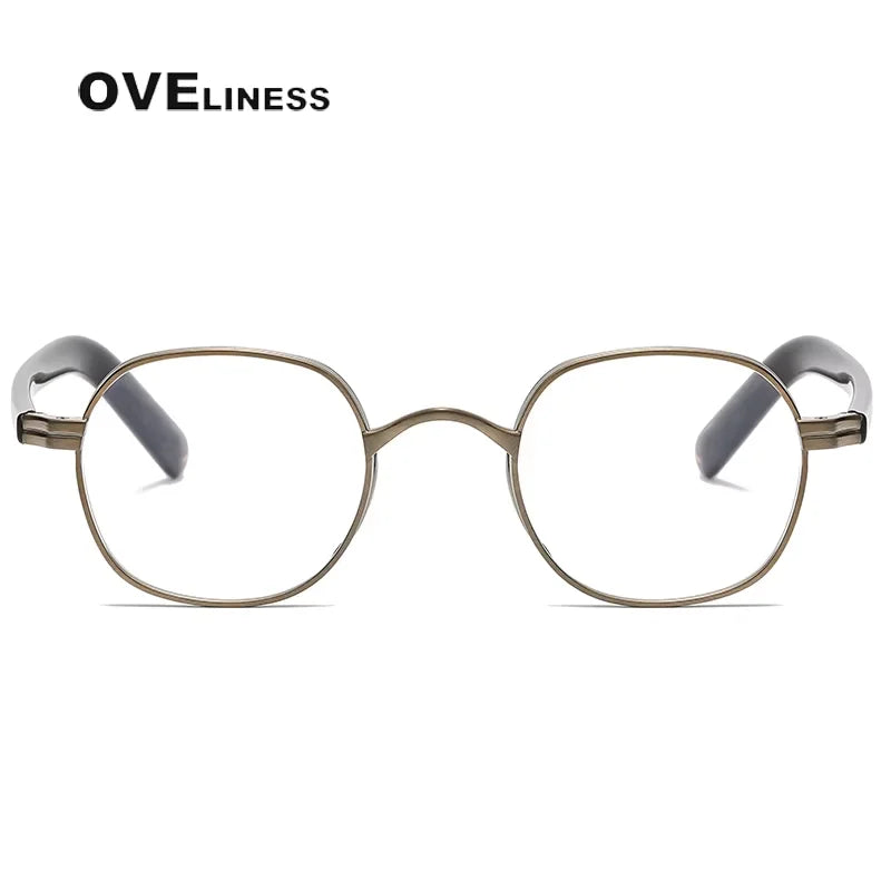 Oveliness Unisex Full Rim Flat Top Round Titanium Eyeglasses 44132 Full Rim Oveliness   