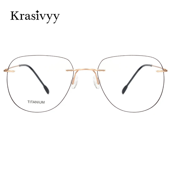 Krasivyy Women's Rimless Flat Top Oval Titanium  Eyeglasses 44154 Rimless Krasivyy   