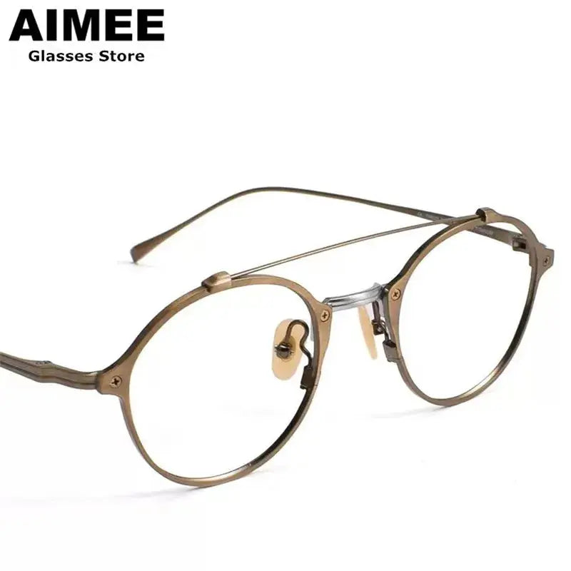 Aimee 470022 Women’s Titanium Full Rim Double Bridge Round Frames FuzWeb