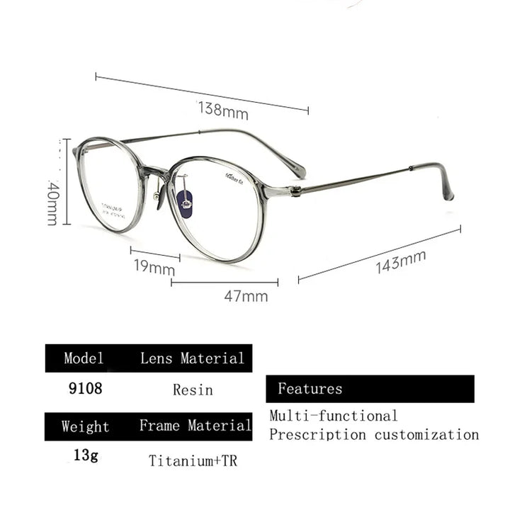 Kocolior Women's Full Rim Oval Square Tr 90 Titanium Photochromic Reading Glasses 39108