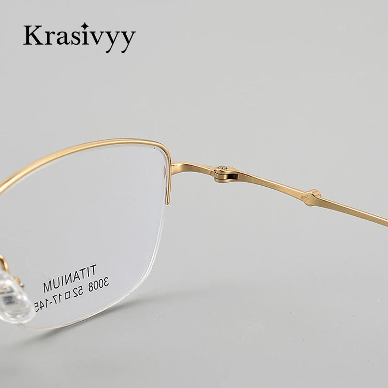 Krasivyy Women's Semi Rim Oval Square Titanium Eyeglasses 443008 Semi Rim Krasivyy   