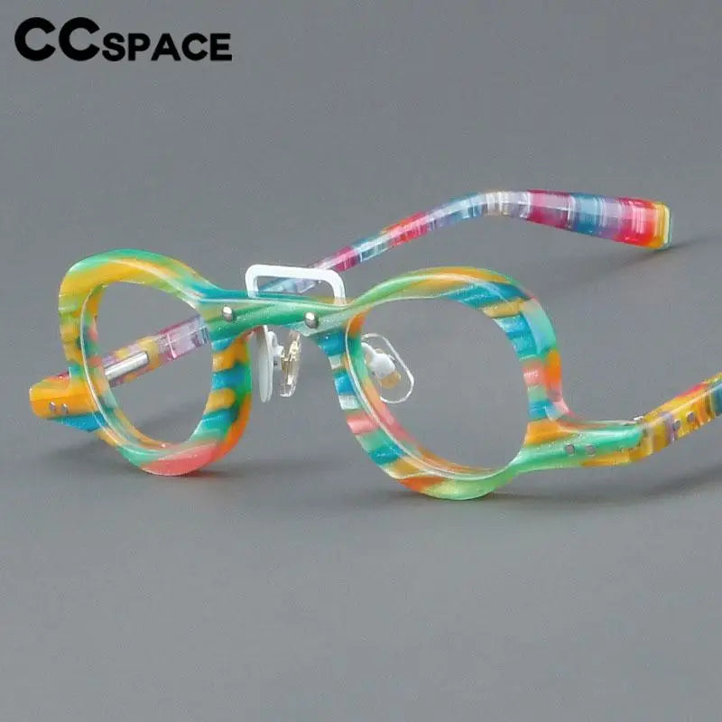 CCspace Women's Full Rim Small Round Double Bridge Acetate Eyeglasses 57191 Full Rim CCspace   