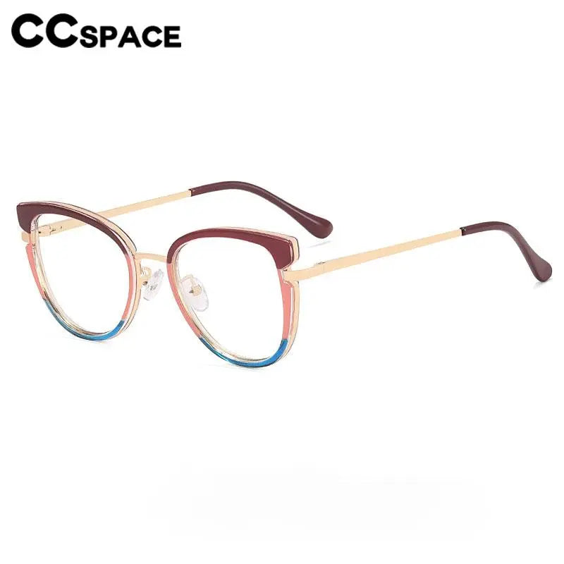 CCSpace Women's Full Rim Cat Eye Tr 90 Titanium Eyeglasses 56831 Full Rim CCspace   