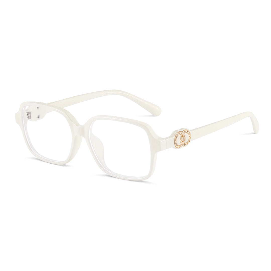 KatKani Women's Full Rim Square Tr 90 Eyeglasses J2331 Full Rim KatKani Eyeglasses White  