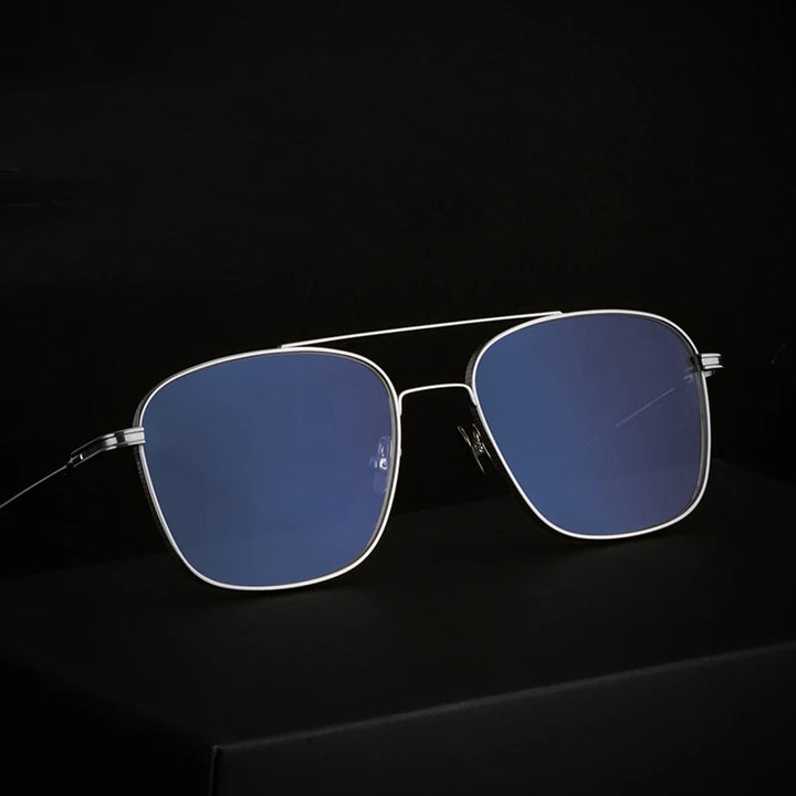 Black Mask Unisex Full Rim Square Double Bridge Titanium Eyeglasses 880915