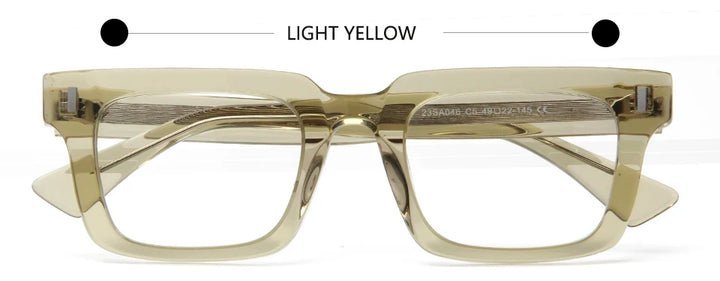 Esnbie Unisex Full Rim Square Thick Acetate Eyeglasses 23046 Full Rim Esnbie Light Yellow  