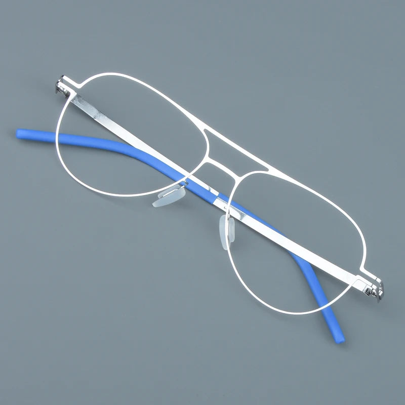 Aimee Unisex Full Rim Oval Double Bridge Steel Eyeglasses 14052 Full Rim Aimee   