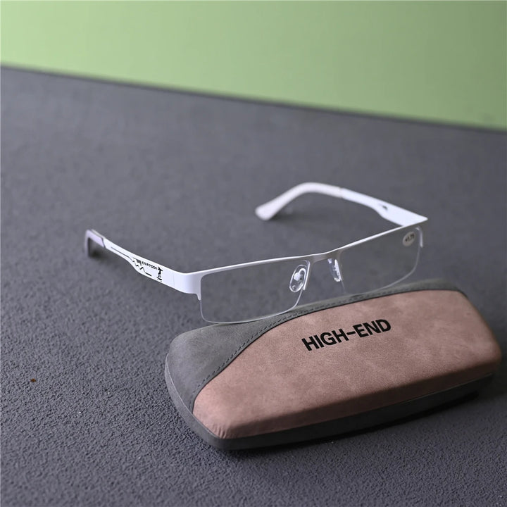 Cubojue Unisex Semi Rim Rectangle Alloy Reading Glasses 6449 Reading Glasses Cubojue   