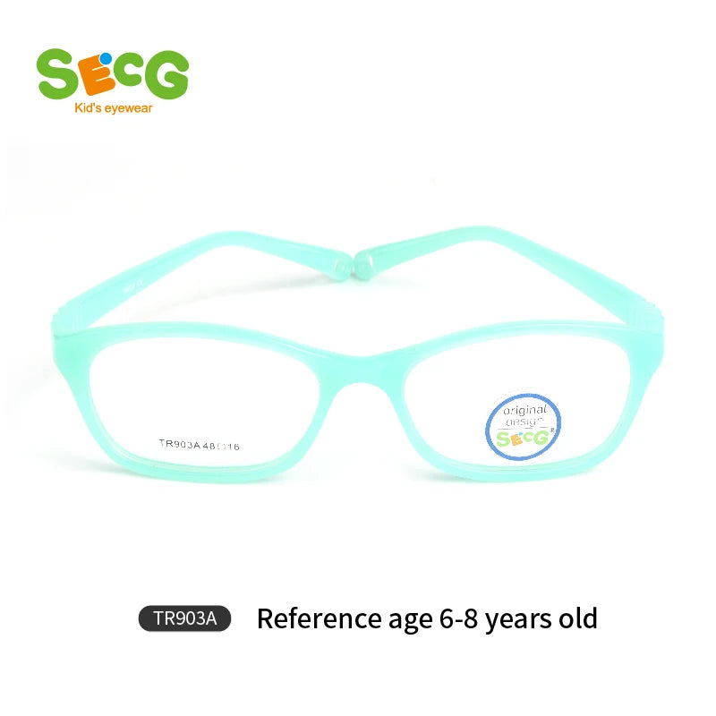 Secg Unisex Children's Full Rim Square Tr 90 Silicone Eyeglasses 8690 Full Rim Secg TR903A TC7 GREEN  