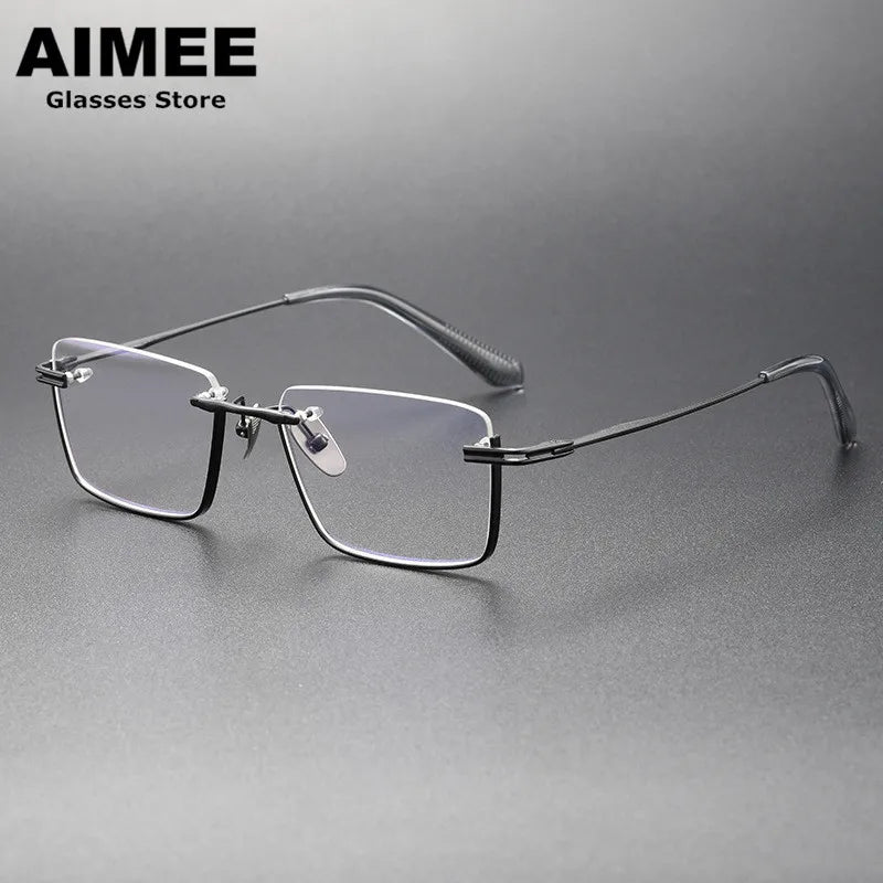 Aimee Unisex Semi Rim Square Titanium Eyeglasses 4416 Semi Rim Aimee   