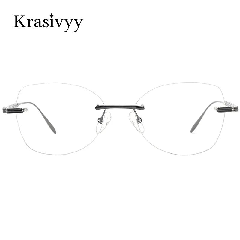 Krasivyy Women's Rimless Butterfly Titanium Eyeglasses Kr16083 Rimless Krasivyy   
