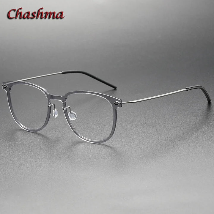 Chashma Ochki Unisex Full Rim Square Nylon Titanium Eyeglasses 6549 Full Rim Chashma Ochki Light Gray  