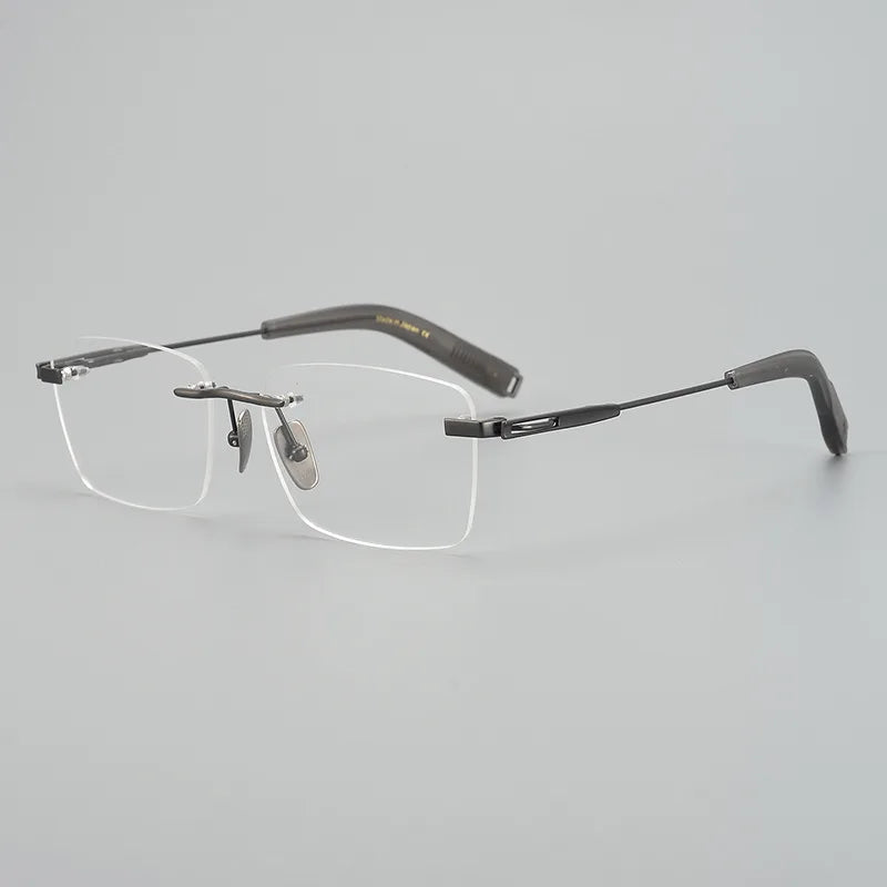 Hdcrafter Unisex Rimless Polygon Square Titanium Eyeglasses 680814