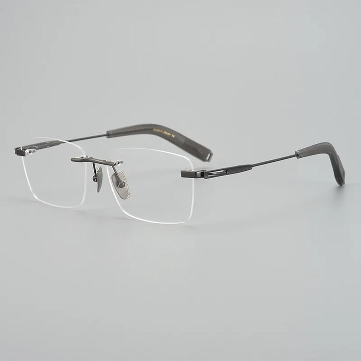 Hdcrafter Unisex Rimless Polygon Square Titanium Eyeglasses 680814