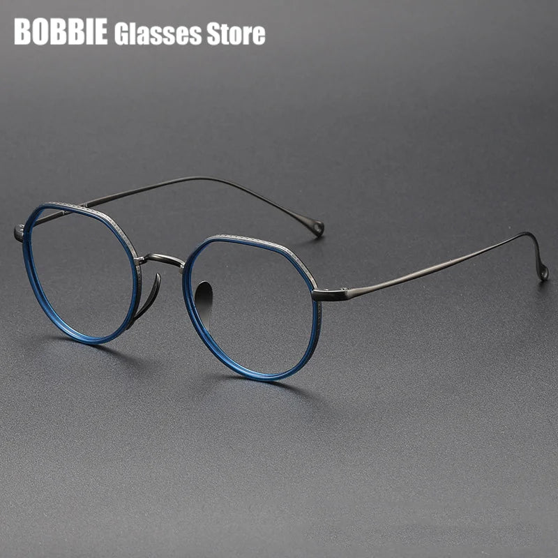Bobbie Women's Full Rim Flat Top Oval Acetate Titanium Eyeglasses 731067