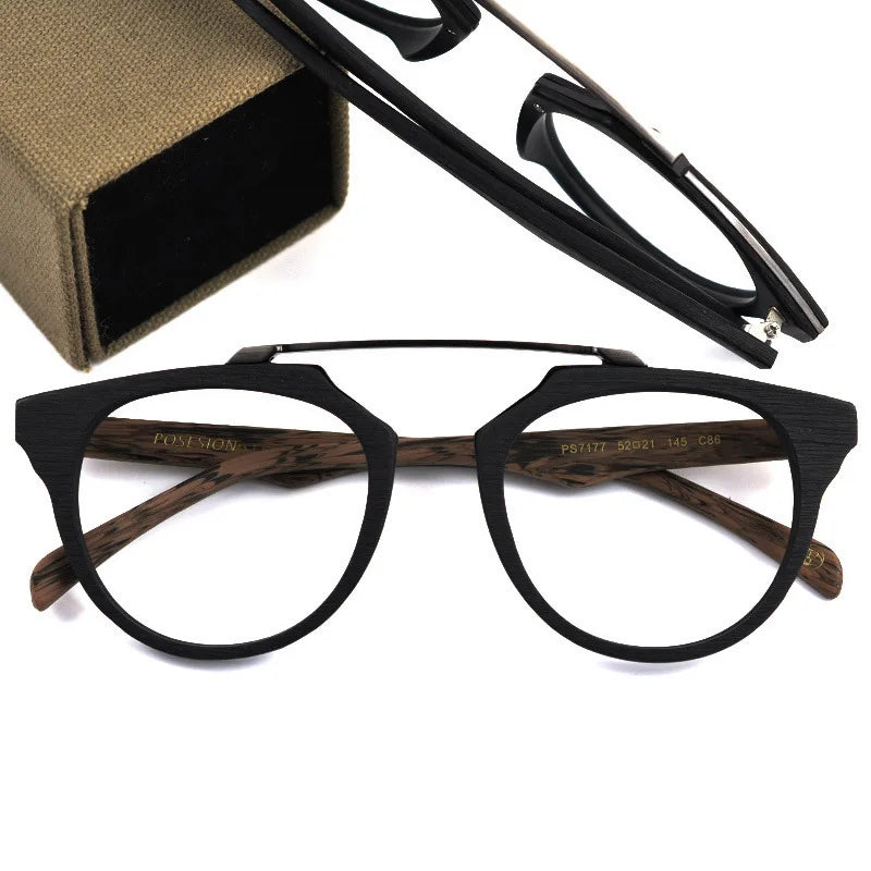 Hdcrafter Mens Full Rim Round Double Bridge Titanium Acetate Frames 036100 — view 1 | Hdcrafter Eyeglasses at FuzWeb