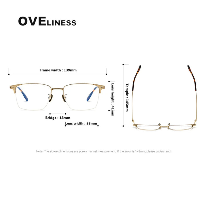 Oveliness Men's Semi Rim Square Titanium Eyeglasses 8109 Semi Rim Oveliness   