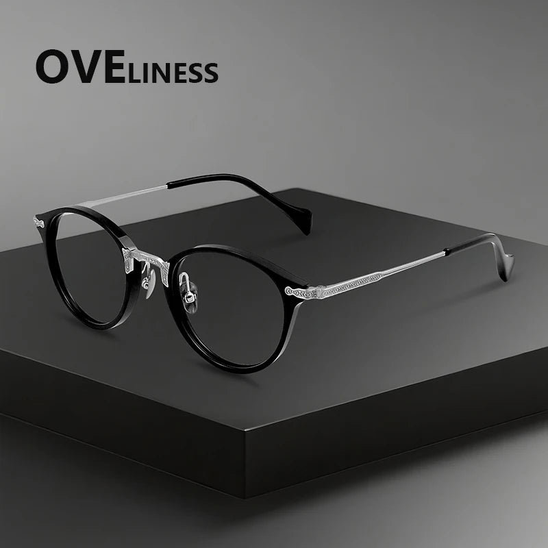 Oveliness Women's Full Rim Round Titanium Acetate Eyeglasses 926008