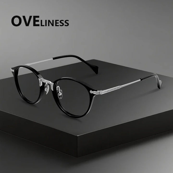 Oveliness Women's Full Rim Round Titanium Acetate Eyeglasses 926008