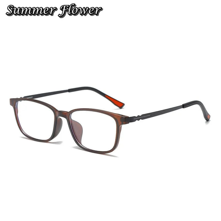 Summer Flower Women's Full Rim Square Tr 90 Titanium Eyeglasses 681346