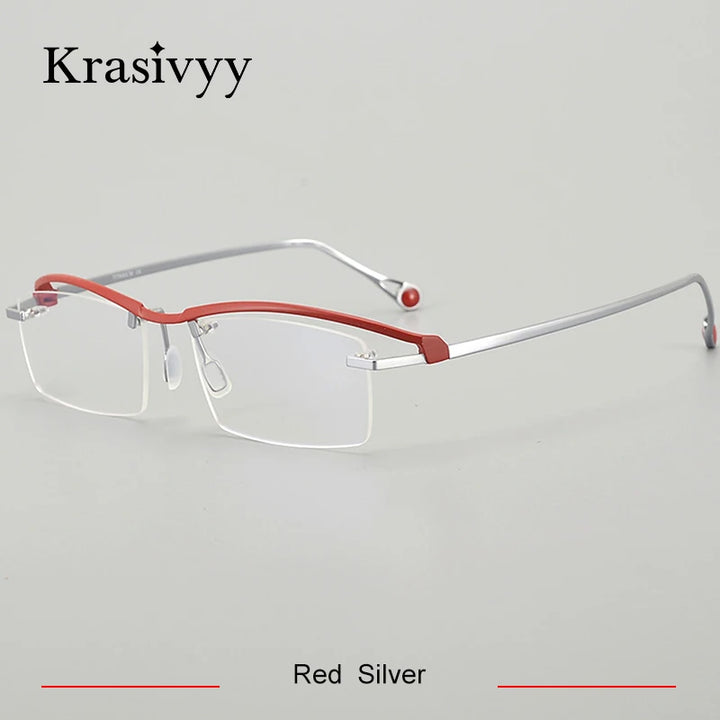 Krasivyy Women's Semi Rim Square Titanium Eyeglasses 90208