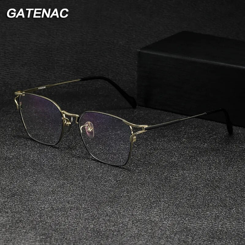 Gatenac Unisex Full Rim Square Titanium Eyeglasses Gxyj1138 Full Rim Gatenac   