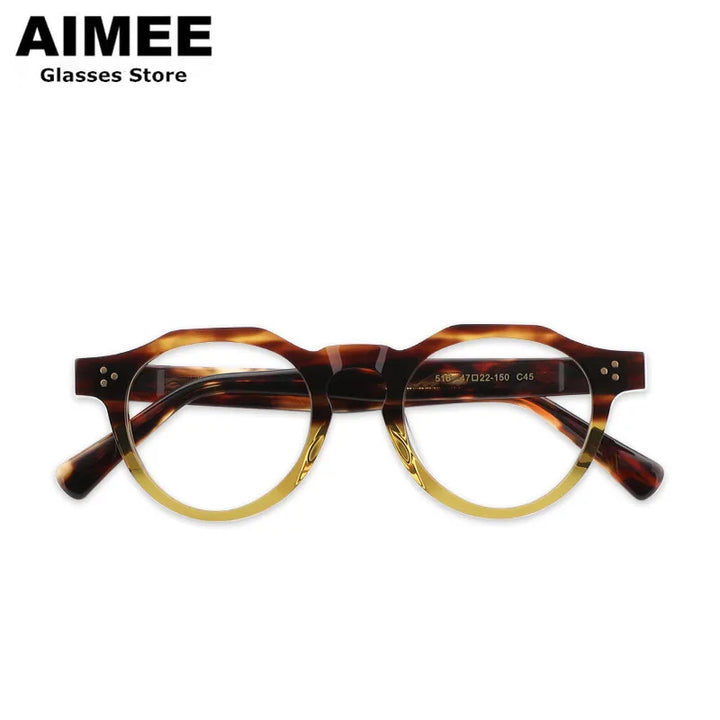 Aimee Unisex Full Rim Flat Top Round Acetate Eyeglasses 519040