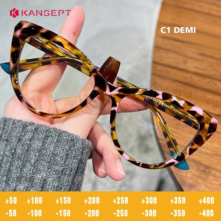 Kansept Women's Full Rim Cat Eye Tr 90 Alloy Reading Glasses 712156