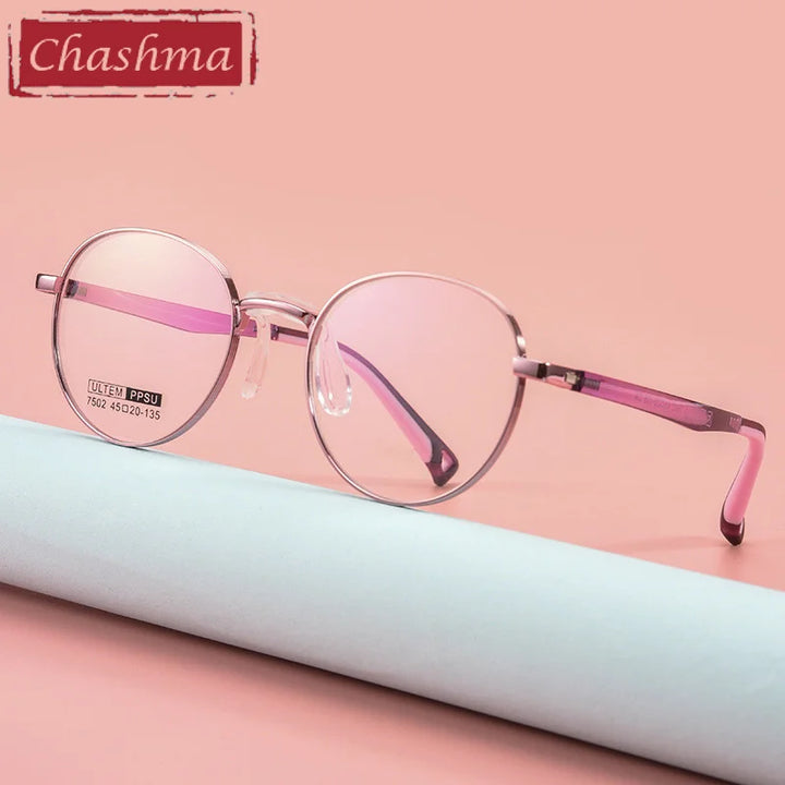 Chashma Ottica Unisex Youth Full Rim Round Stainless Steel Eyeglasses 7502 Full Rim Chashma Ottica   