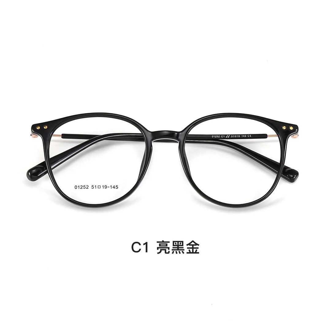 Yimaruil Unisex Full Rim Square Tr 90 Eyeglasses  01252 Full Rim Yimaruili Eyeglasses Black Gold  