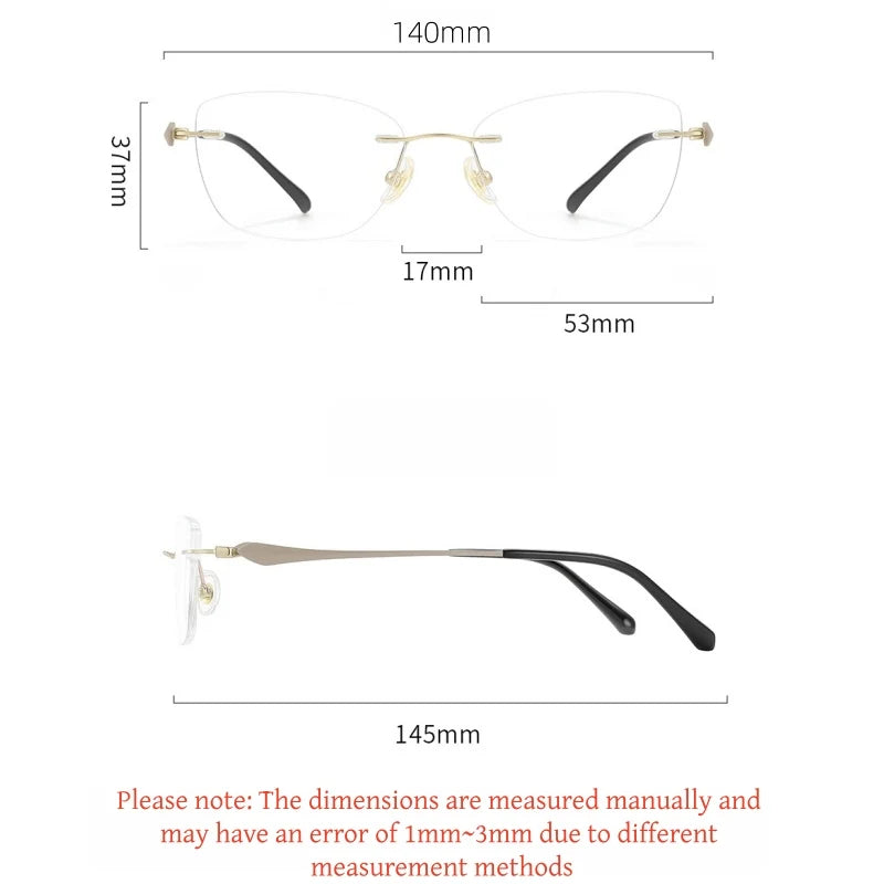 Yimaruili Unisex Rimless Cat-Eye Pure Titanium Eyeglasses Z6163 — view 2 | Yimaruili at FuzWeb
