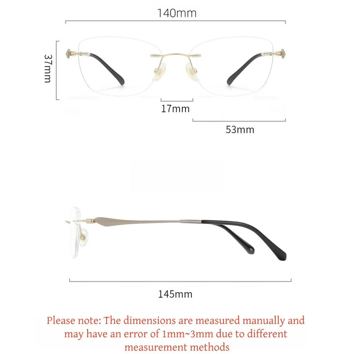 Yimaruili Unisex Rimless Cat-Eye Pure Titanium Eyeglasses Z6163 — view 2 | Yimaruili at FuzWeb