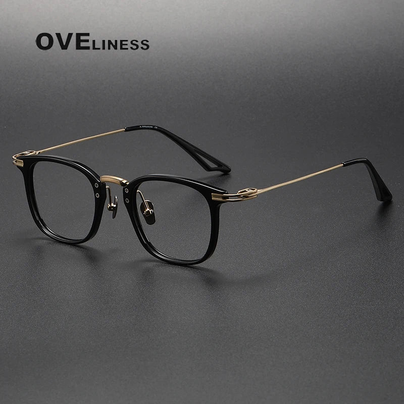 Oveliness Unisex Full Rim Square Acetate Titanium Eyeglasses 80870