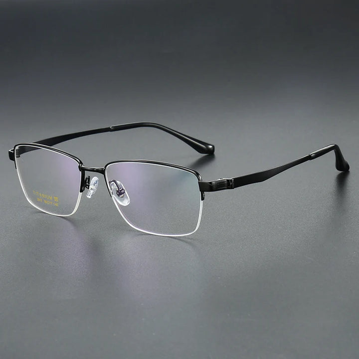 Muzz Men's Semi Rim Big Square Brow Line Titanium Eyeglasses 82913