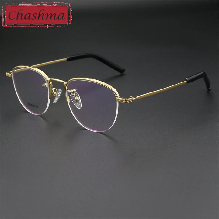 Chashma Men's Semi Rim Flat Top Round Titanium Eyeglasses 887050